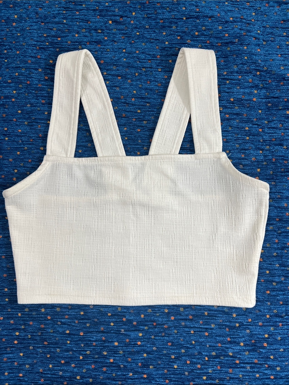 Roxy White Ribbed Square Neck Crop Top size medium